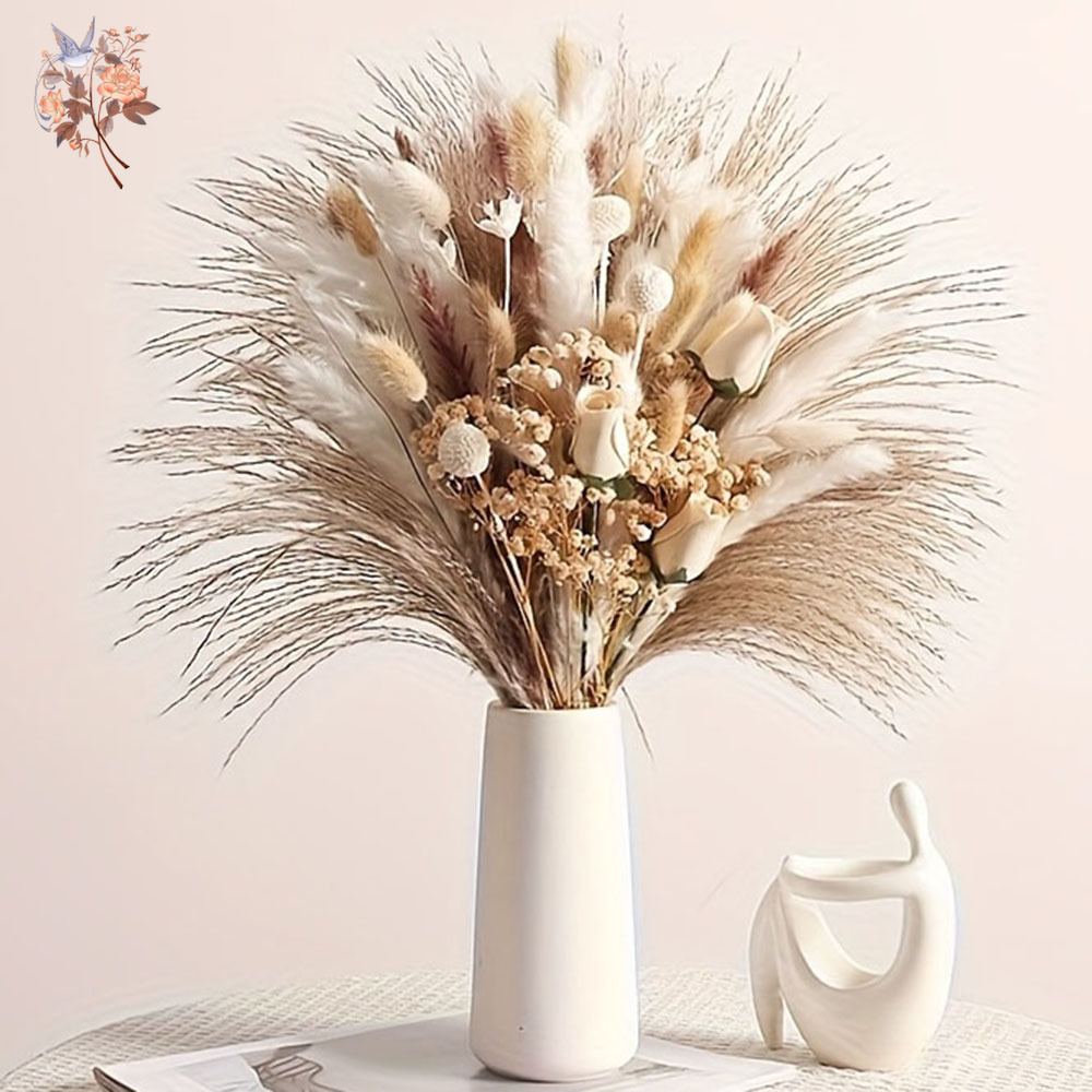 Dried Flower Bunch - ช่อดอกไม้แห้งประดิษฐ์ 80 ชิ้น สำหรับตกแต่งภายในบ้าน ตกแต่งโต๊ะ ดอกกุหลาบปลอม