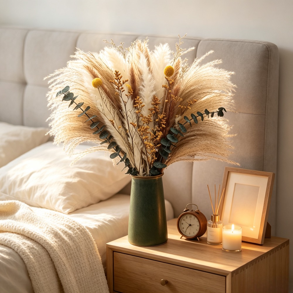 Dried Flower Bunch - ช่อดอกไม้แห้ง, ช่อดอกไม้แห้งตกแต่งสไตล์ชนบทสำหรับตกแต่งบ้าน แจกันโต๊ะ งานแต่งงาน และการตกแต่งสไตล์โบโฮ