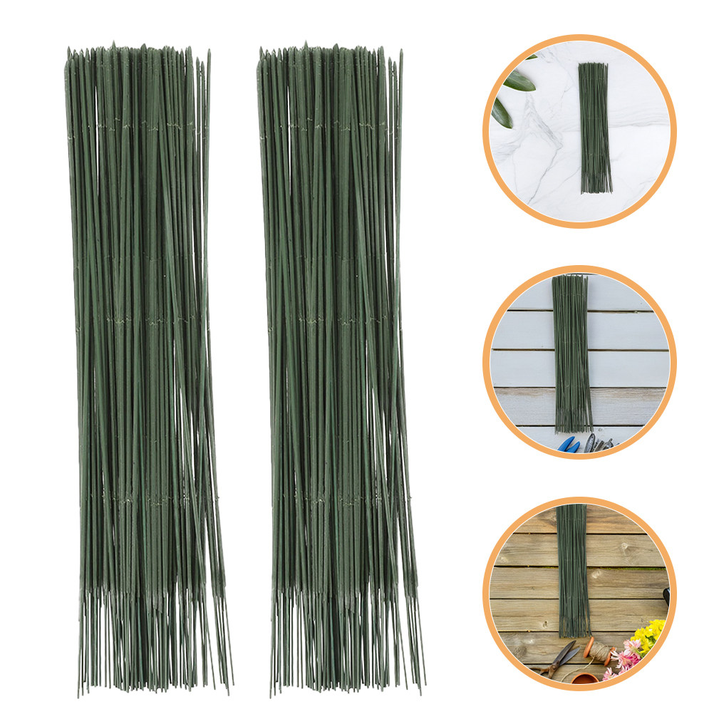 Wire Stem Florist - ลวดจัดดอกไม้สีเขียว 100 ชิ้น ลวดก้านแข็งแรงยืดหยุ่นสำหรับงานจัดดอกไม้ DIY ตกแต่งวันหยุด
