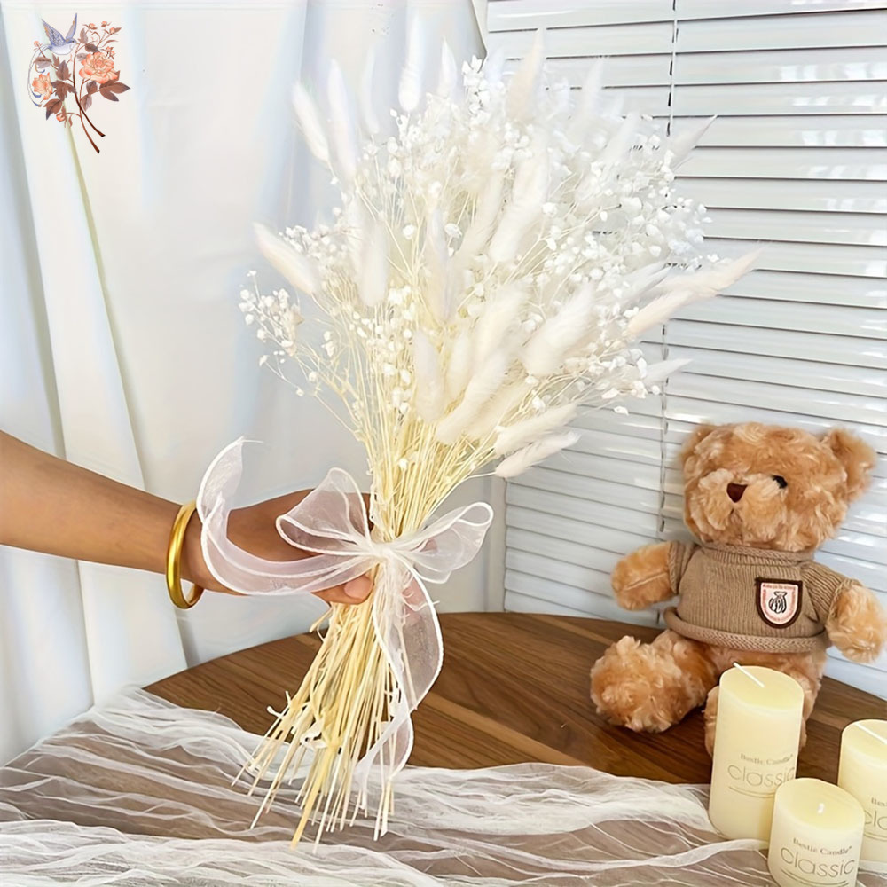 54 ชิ้นดอกไม้สีขาวเจ้าสาว Mari - Dried Flower Bunch บทวิจารณ์และราคา