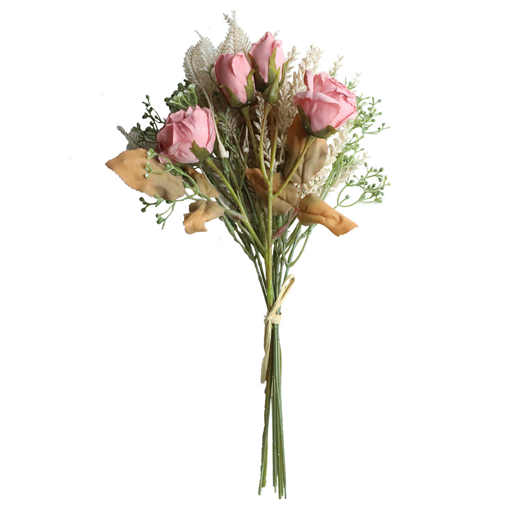40 ซม.สีชมพูประดิษฐ์ดอกไม้สําห - Dried Flower Bunch บทวิจารณ์และราคา