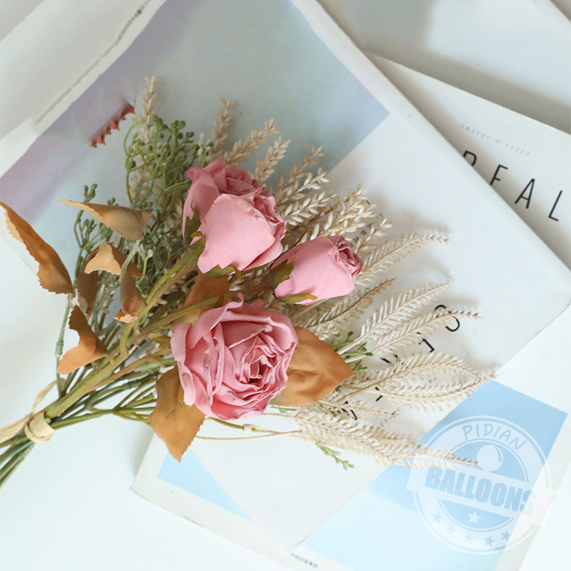 40 ซม.สีชมพูประดิษฐ์ดอกไม้สําห - Dried Flower Bunch บทวิจารณ์และราคา