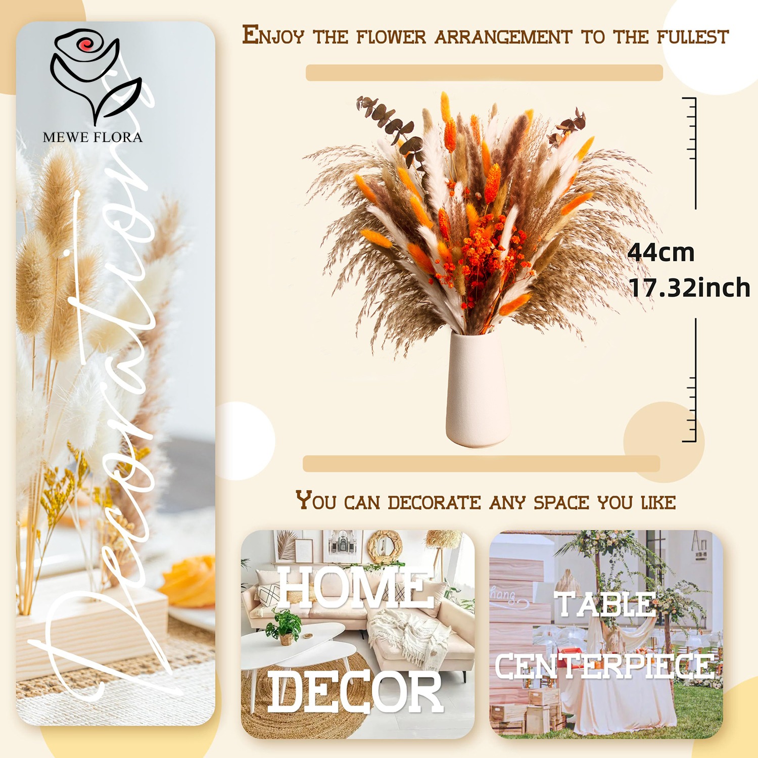 ดอกไม้ธรรมชาติแห้ง Pampas Bouq - Dried Flower Bunch บทวิจารณ์และราคา